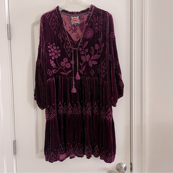 Johnny Was Ivey Velvet Field Tiered Dress Embroidery Dress Size M - Picture 6 of 16